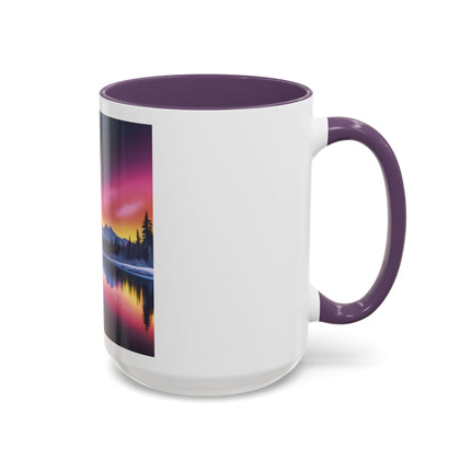 Aurora Lake Accent Coffee Mug — Northern Lights Landscape 11/15oz