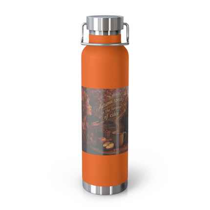 22oz Copper Vacuum Bottle — Autumn Leaves Cider Design