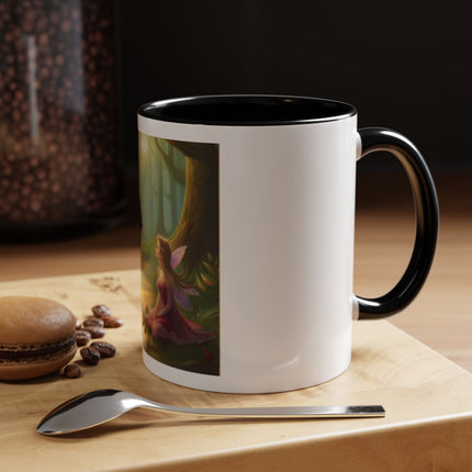 Fairy and Black Cat Forest Coffee Mug – Fantasy Woodland Tea Cup