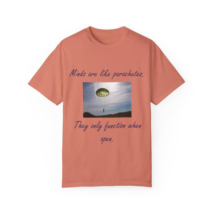Open Mind Quote Tee – Unisex Garment-Dyed Shirt on Curiosity