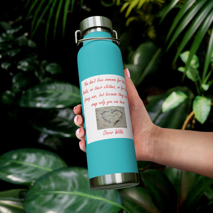 Motivational Copper Insulated Water Bottle - 22oz, Heart Design, Perfect Gift for Loved Ones