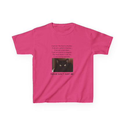 Kids Cotton Tee – “Please Don’t Hurt Me” Black Cat Design