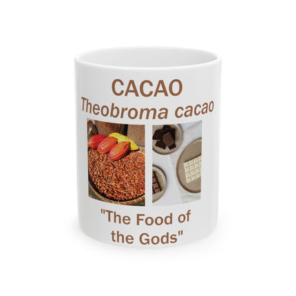 Cacao Ceramic Mug – 11oz “Food of the Gods” Gift for Chocolate Fans