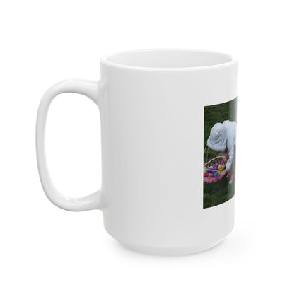 Easter Egg Hunt Photo Mug — 'Easter egg hunts are proof...' Ceramic Coffee Cup (11oz & 15oz)