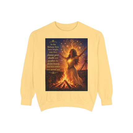 Bonfire Witch Sweatshirt — "As the Beltane fire burns bright" Pagan Festival Crewneck