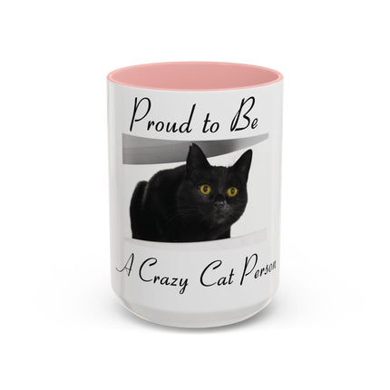 Proud Cat Person Accent Mug – 15oz Ceramic Gift for Cat Lovers