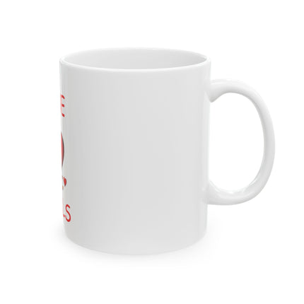 Love Heals Ceramic Mug (11oz, 15oz) — Heart Graphic Inspirational Coffee Cup