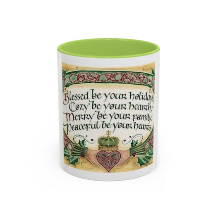 Blessed Be Your Holidays Coffee Mug — Holiday Celtic Greeting Accent Mug (11/15oz)
