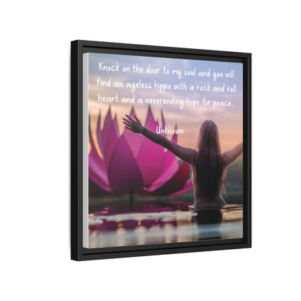Framed Wall Art - 'Ageless Hippie' Inspirational Yoga Canvas