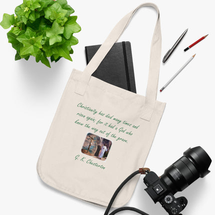 Inspirational Organic Canvas Tote Bag - G.K. Chesterton Quote