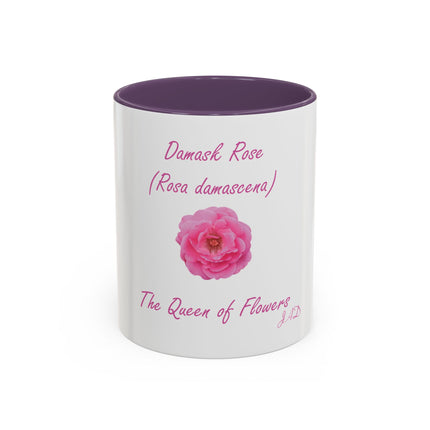 Damask Rose Coffee Mug — "The Queen of Flowers" Botanical Tea Cup