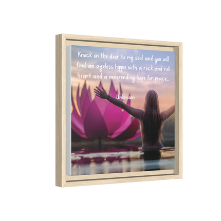 Framed Wall Art - 'Ageless Hippie' Inspirational Yoga Canvas
