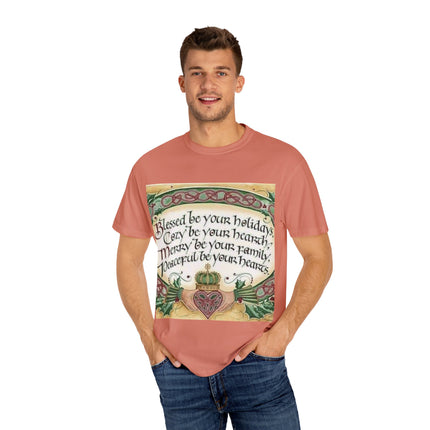 Blessed Be Your Holiday Tee – Celtic-Inspired Unisex Garment-Dyed