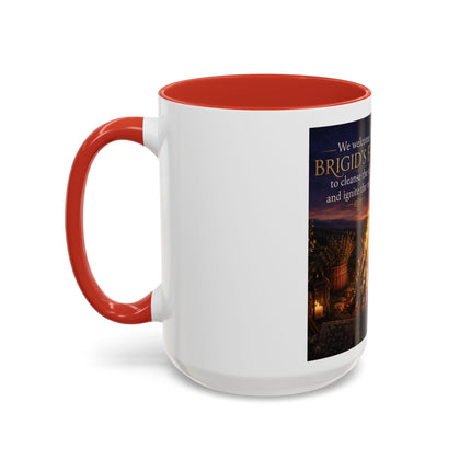 Brigid’s Fire Accent Coffee Mug — Pagan Imbolc Celebration Tea Cup (11/15oz)