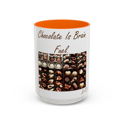 Chocolate Is Brain Fuel Accent Mug – 15oz – Sweet & Smart Gift