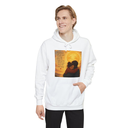 Sunlit Embrace Hoodie – "All You Need Is a Hug" Cozy Inspirational Sweatshirt