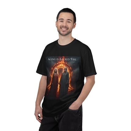 Aging Is Sacred Fire T-Shirt — Mystic Elder Flames Graphic Tee