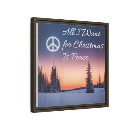 Framed Canvas Wall Art — "All I Want for Christmas Is Peace" Winter Landscape
