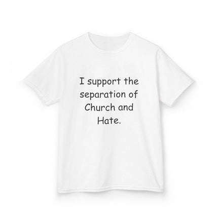 Kids Statement Tee – “Church and Hate” – Heavy Cotton Shirt