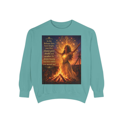 Bonfire Witch Sweatshirt — "As the Beltane fire burns bright" Pagan Festival Crewneck