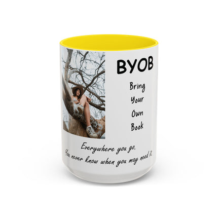 BYOB Accent Mug – “Bring Your Own Book” – 15oz Ceramic for Book Lovers