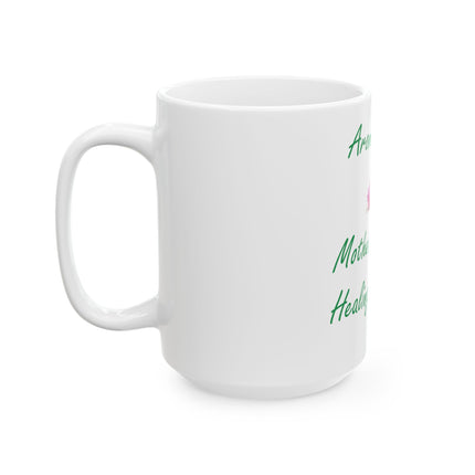 Aromatherapy Ceramic Mug – “Healing Perfumes” Design, 15oz