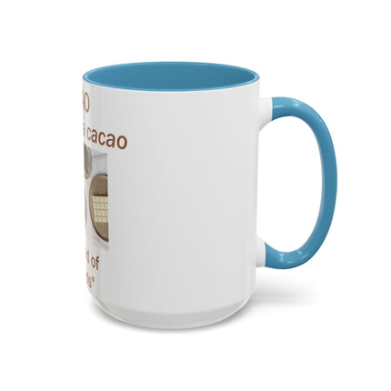 Cacao Accent Mug – “Food of the Gods”, 15oz Ceramic