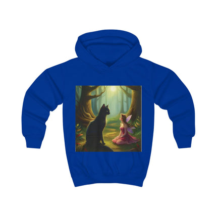 Kids Hoodie — Enchanted Forest Fairy & Black Cat Illustration