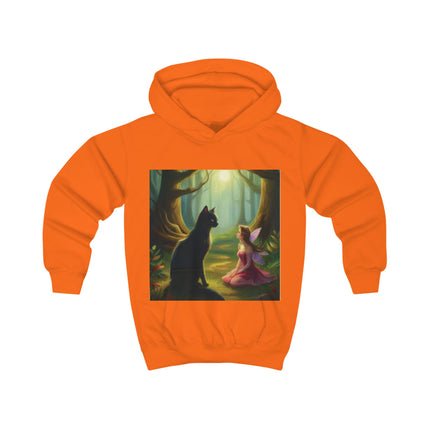 Kids Hoodie — Enchanted Forest Fairy & Black Cat Illustration