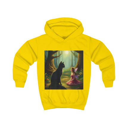 Kids Hoodie — Enchanted Forest Fairy & Black Cat Illustration