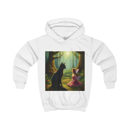 Kids Hoodie — Enchanted Forest Fairy & Black Cat Illustration