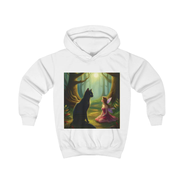Kids Hoodie — Enchanted Forest Fairy & Black Cat Illustration