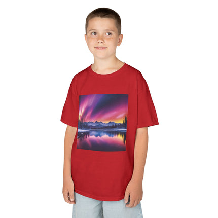 Kids Tee — Colorful Northern Lights Mountain Print