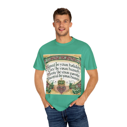 Blessed Be Your Holiday Tee – Celtic-Inspired Unisex Garment-Dyed