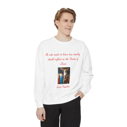 Inspirational Saint Faustina Sweatshirt – Unisex Garment-Dyed Crewneck