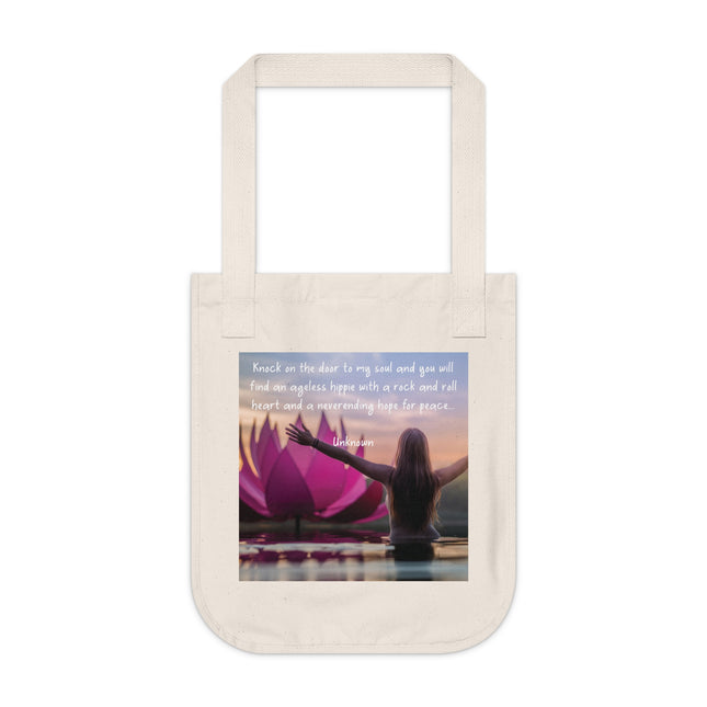 Ageless Hippie Soul Tote | Organic Canvas Bag with Lotus & Quote