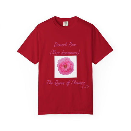 Damask Rose Unisex T-shirt - The Queen of Flowers Design