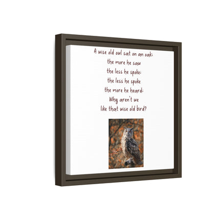 Framed Matte Canvas - 'A Wise Old Owl' Decorative Wall Art (Owl Poem)