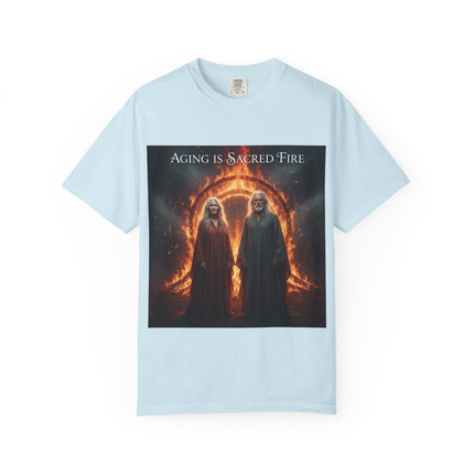 Aging Is Sacred Fire T-Shirt — Mystic Elder Flames Graphic Tee