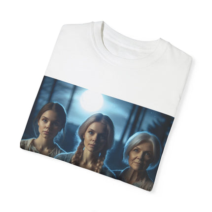 Mystical Sisterhood Tee – Garment-Dyed Shirt of Triple Goddess