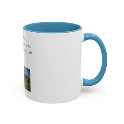Flower Child Coffee Mug — 'Flower Child' Photo Mug with Green Script (11/15 oz)
