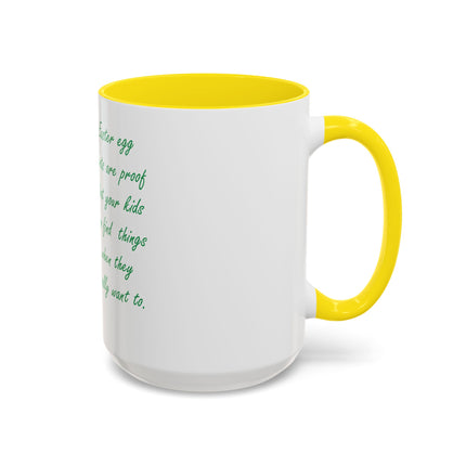 Easter Photo Coffee Mug — “Easter egg hunts are proof…” Accent Ceramic Mug (11/15oz)