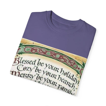 Blessed Be Your Holiday Tee – Celtic-Inspired Unisex Garment-Dyed