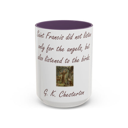 15oz Accent Ceramic Mug – Tribute to Saint Francis – Nature Lover Gift