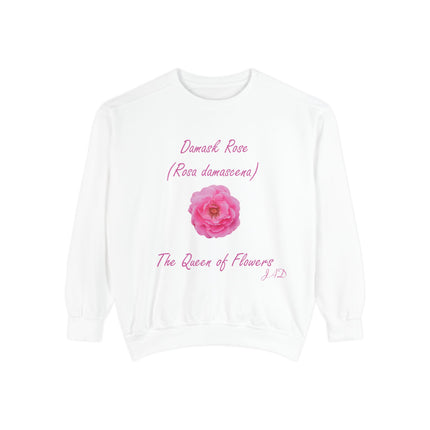 Unisex Floral Sweatshirt - Damask Rose Design - The Queen of Flowers