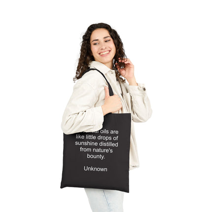 Essential Oils Quote Cotton Tote Bag – "Essential oils are like little drops of sunshine" Eco Market Tote