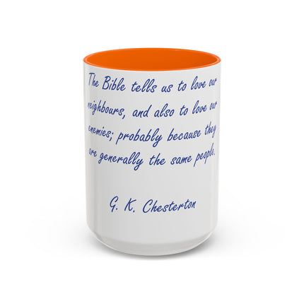 Love Your Neighbors Mug – 15oz Accent Cup for Faith & Humor