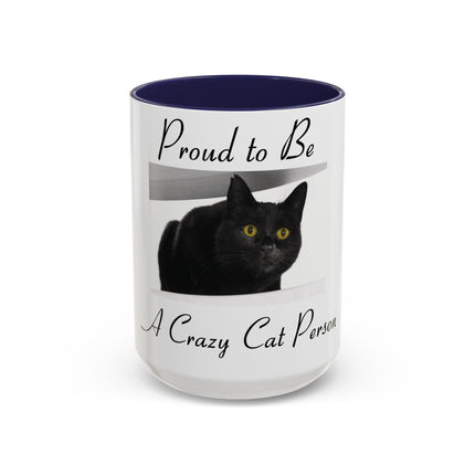 Proud Cat Person Accent Mug – 15oz Ceramic Gift for Cat Lovers