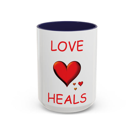 Love Heals Accent Mug – 15oz Ceramic Cup for Comfort & Support