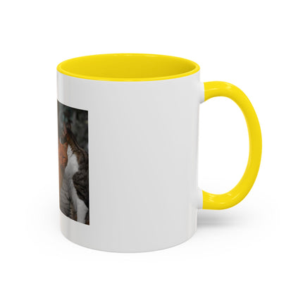 Coffee Mug — "Real Men Love Cats" Accent Ceramic Mug with Cat Photo (11/15 oz)
